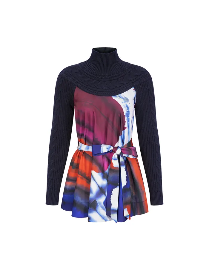 MARYLING Knitwear AHem Printed Top Blue 8211 Women MARYLING Knitwear AHem Printed Top Blue 8211 Women