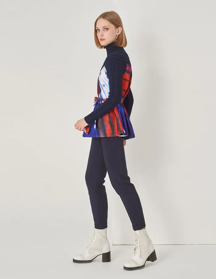 MARYLING Knitwear AHem Printed Top Blue 8211 Women MARYLING Knitwear AHem Printed Top Blue 8211 Women