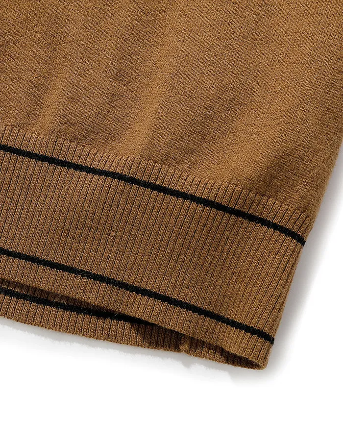 MARYLING Knitwear Beige Contrast Color Cuff Small Standup Collar Sweater Mix 8211 Women MARYLING Knitwear Beige Contrast Color Cuff Small Standup Collar Sweater Mix 8211 Women