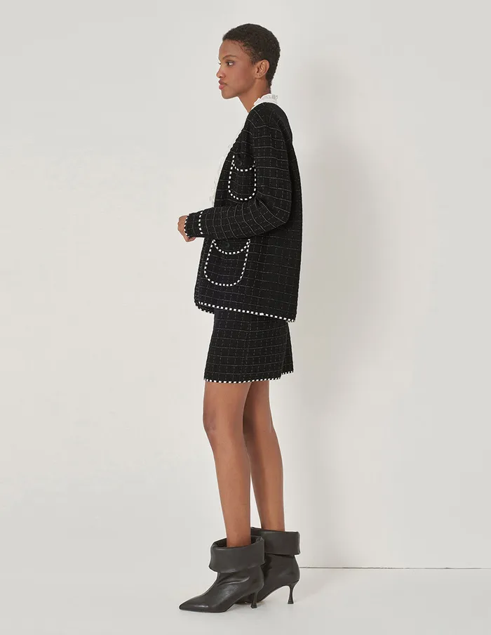 MARYLING Knitwear Black and White Checkered MultiPocket Cardigan Checkes 8211 Women MARYLING Knitwear Black and White Checkered MultiPocket Cardigan Checkes 8211 Women