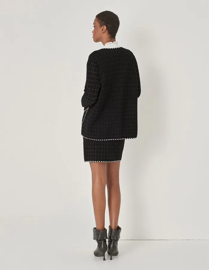 MARYLING Knitwear Black and White Checkered MultiPocket Cardigan Checkes 8211 Women MARYLING Knitwear Black and White Checkered MultiPocket Cardigan Checkes 8211 Women