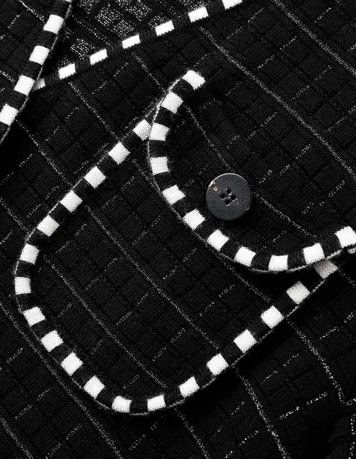 MARYLING Knitwear Black and White Checkered MultiPocket Cardigan Checkes 8211 Women MARYLING Knitwear Black and White Checkered MultiPocket Cardigan Checkes 8211 Women