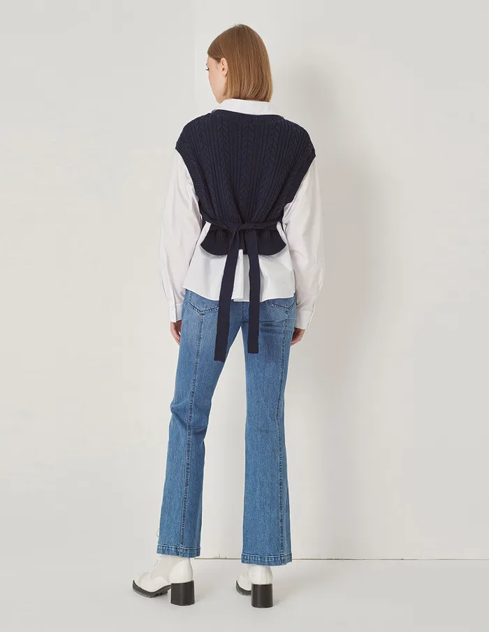 MARYLING Knitwear Blue And White Contrast Knit Woven Matching Sweatshirt Blue And White 8211 Women MARYLING Knitwear Blue And White Contrast Knit Woven Matching Sweatshirt Blue And White 8211 Women