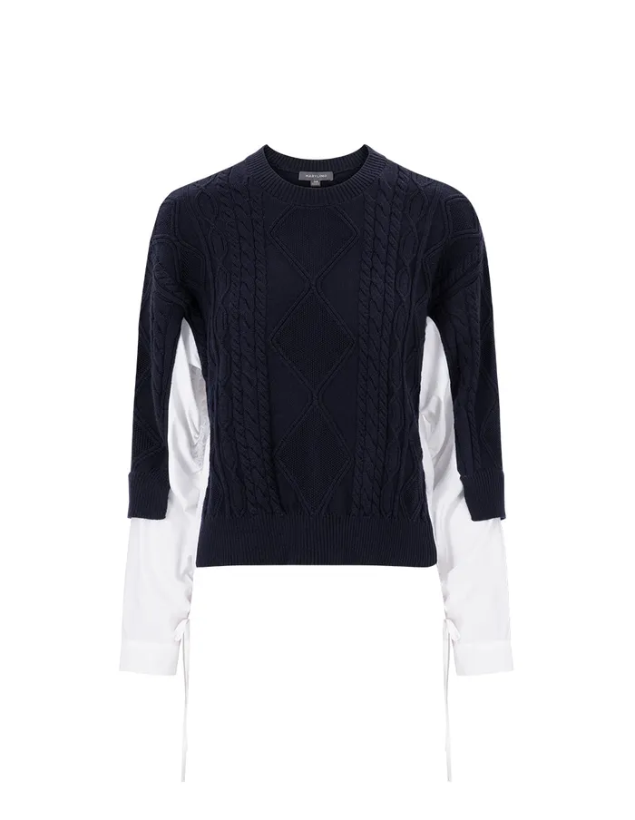MARYLING Knitwear Blue And White Tweed Knitted Pullover Mix 8211 Women MARYLING Knitwear Blue And White Tweed Knitted Pullover Mix 8211 Women