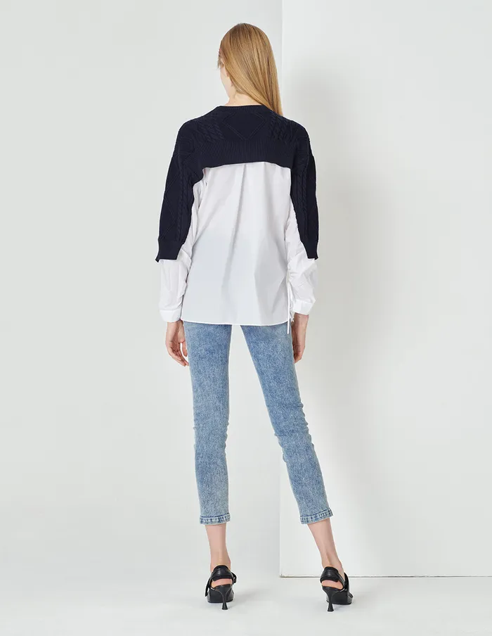 MARYLING Knitwear Blue And White Tweed Knitted Pullover Mix 8211 Women MARYLING Knitwear Blue And White Tweed Knitted Pullover Mix 8211 Women