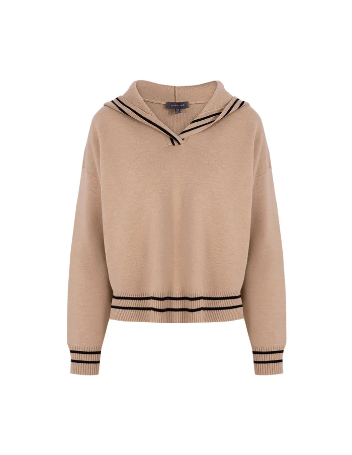 MARYLING Knitwear Camel Hooded Knitted Sweater Camel 8211 Women MARYLING Knitwear Camel Hooded Knitted Sweater Camel 8211 Women