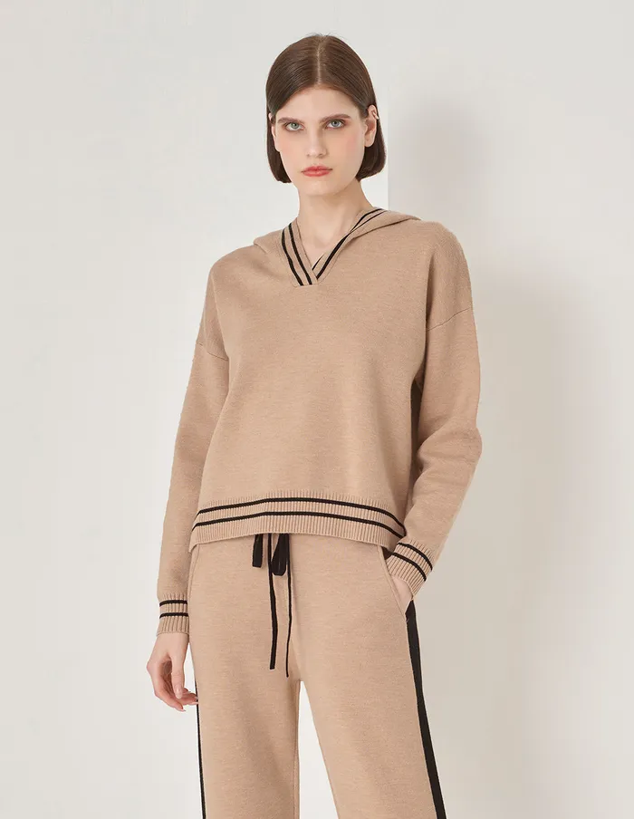 MARYLING Knitwear Camel Hooded Knitted Sweater Camel 8211 Women MARYLING Knitwear Camel Hooded Knitted Sweater Camel 8211 Women