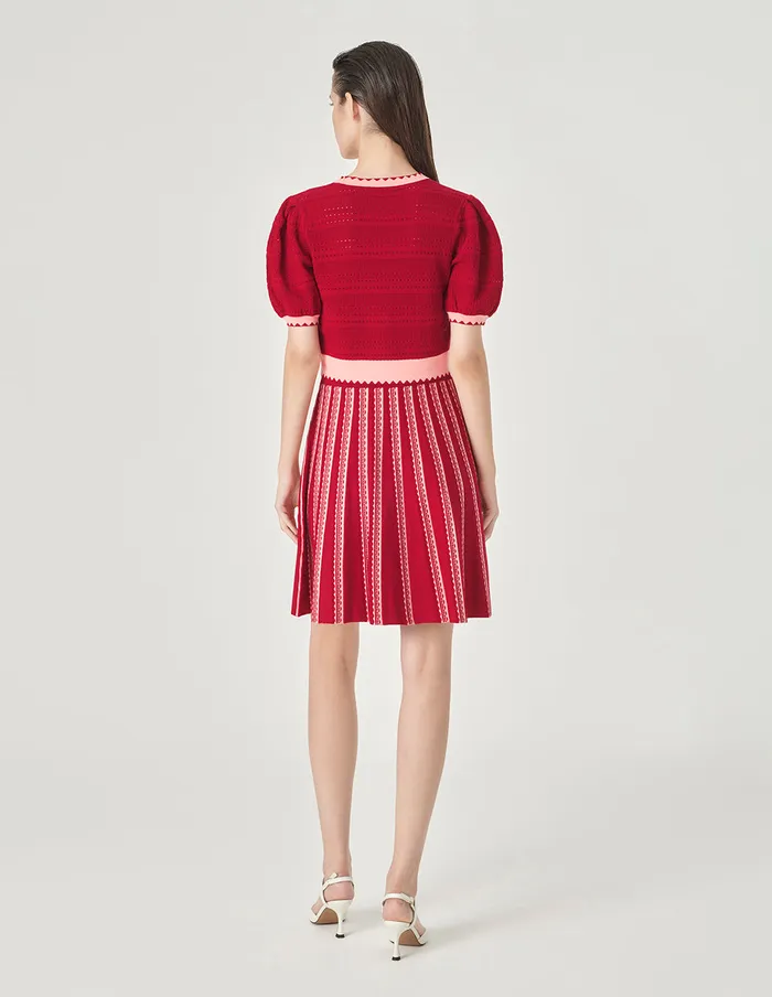 MARYLING Knitwear Colour Block VNeck Knitted Cardigan Red 8211 Women MARYLING Knitwear Colour Block VNeck Knitted Cardigan Red 8211 Women