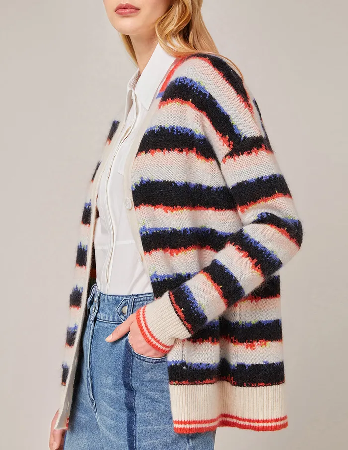 MARYLING Knitwear CONTRAST HIGHLIGHT COLOR JACQUARD CARDIGAN Wheat 8211 Women MARYLING Knitwear CONTRAST HIGHLIGHT COLOR JACQUARD CARDIGAN Wheat 8211 Women
