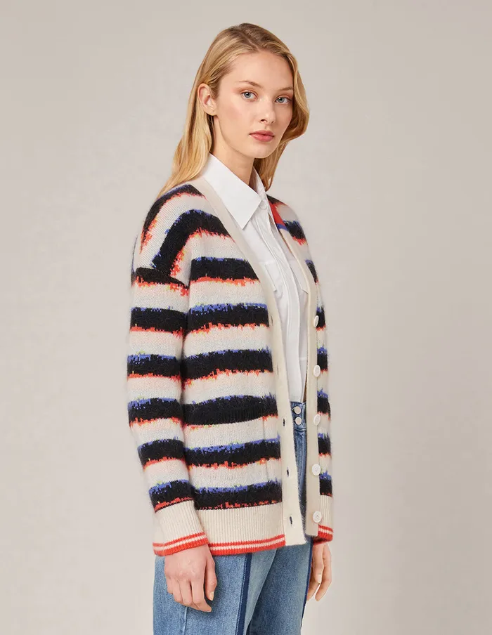 MARYLING Knitwear CONTRAST HIGHLIGHT COLOR JACQUARD CARDIGAN Wheat 8211 Women MARYLING Knitwear CONTRAST HIGHLIGHT COLOR JACQUARD CARDIGAN Wheat 8211 Women
