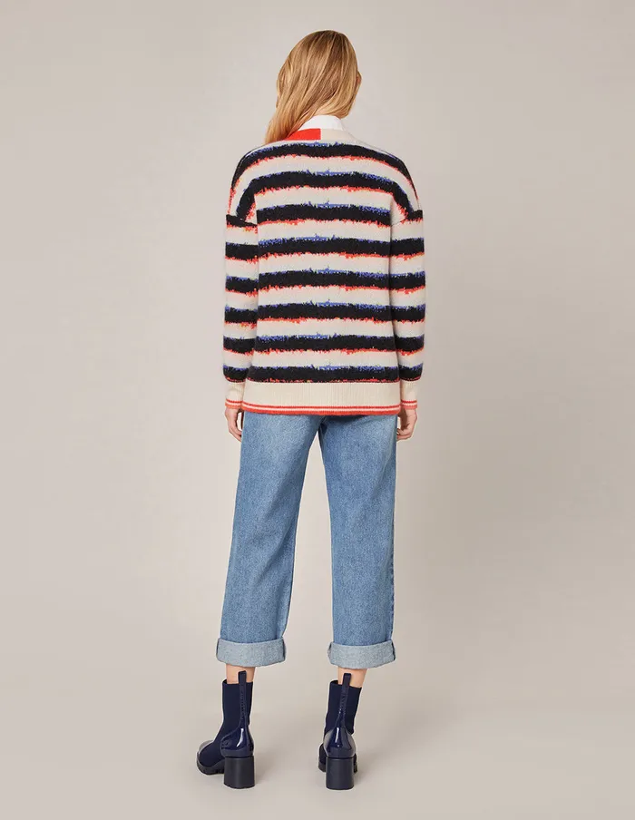 MARYLING Knitwear CONTRAST HIGHLIGHT COLOR JACQUARD CARDIGAN Wheat 8211 Women MARYLING Knitwear CONTRAST HIGHLIGHT COLOR JACQUARD CARDIGAN Wheat 8211 Women