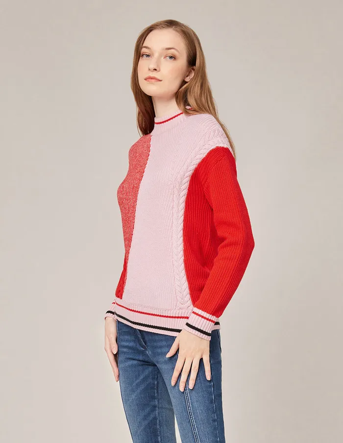MARYLING Knitwear CREWNECK INTARSIA KNITTED PULLOVER Light Pink 8211 Women