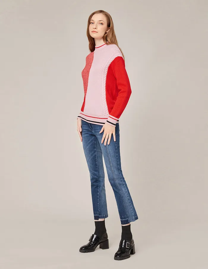 MARYLING Knitwear CREWNECK INTARSIA KNITTED PULLOVER Light Pink 8211 Women MARYLING Knitwear CREWNECK INTARSIA KNITTED PULLOVER Light Pink 8211 Women