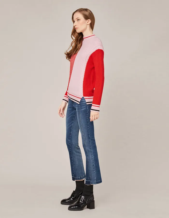 MARYLING Knitwear CREWNECK INTARSIA KNITTED PULLOVER Light Pink 8211 Women MARYLING Knitwear CREWNECK INTARSIA KNITTED PULLOVER Light Pink 8211 Women