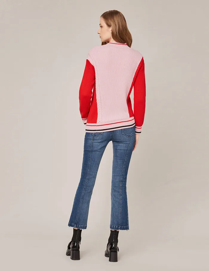 MARYLING Knitwear CREWNECK INTARSIA KNITTED PULLOVER Light Pink 8211 Women MARYLING Knitwear CREWNECK INTARSIA KNITTED PULLOVER Light Pink 8211 Women
