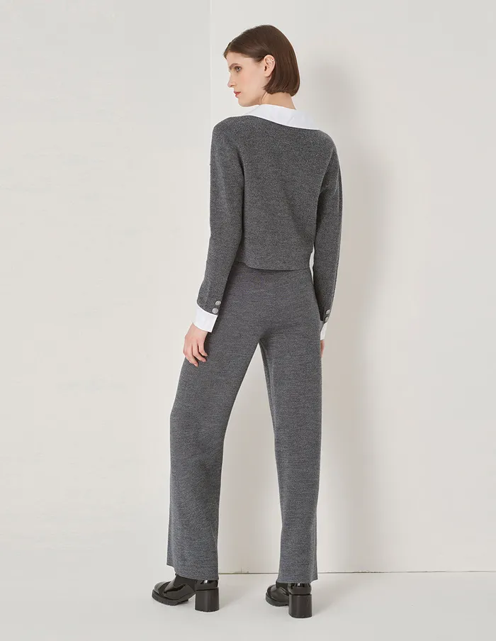 MARYLING Knitwear Grey Mixed Shirt Collar Cardigan Grey 8211 Women