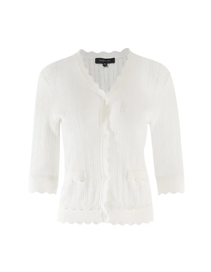 MARYLING Knitwear HighElastic CoreSpun Yarn Knit Cardigan White 8211 Women MARYLING Knitwear HighElastic CoreSpun Yarn Knit Cardigan White 8211 Women