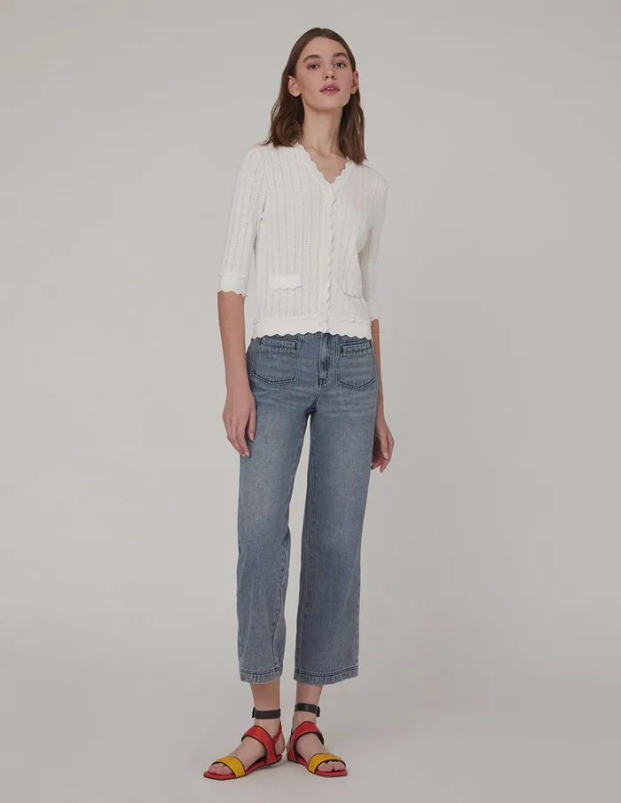 MARYLING Knitwear HighElastic CoreSpun Yarn Knit Cardigan White 8211 Women MARYLING Knitwear HighElastic CoreSpun Yarn Knit Cardigan White 8211 Women
