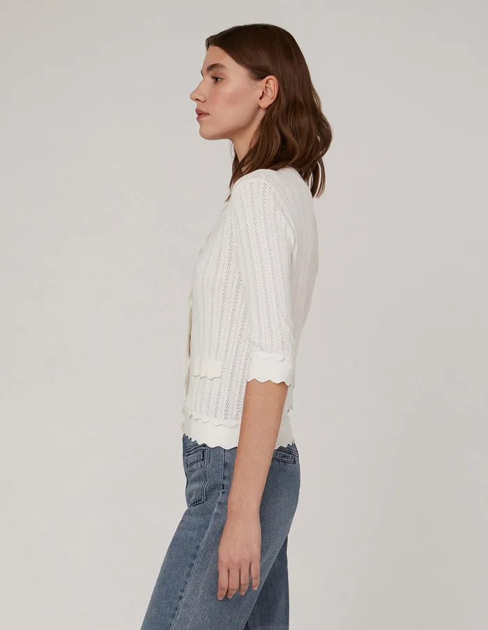 MARYLING Knitwear HighElastic CoreSpun Yarn Knit Cardigan White 8211 Women MARYLING Knitwear HighElastic CoreSpun Yarn Knit Cardigan White 8211 Women