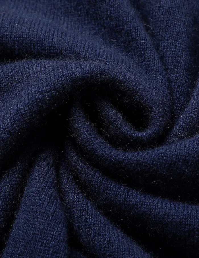 MARYLING Knitwear RoundNeck Contrast LongSleeve Cropped Cashmere Knitted Sweater Blue And White 8211 Women MARYLING Knitwear RoundNeck Contrast LongSleeve Cropped Cashmere Knitted Sweater Blue And White 8211 Women