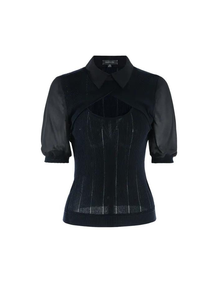 MARYLING Knitwear Sexy Slim Fit Knitted Top Blue 8211 Women