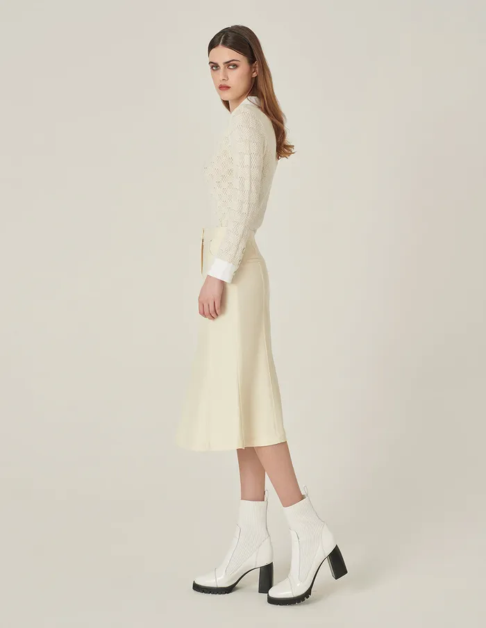MARYLING Knitwear ShirtCollar Patchwork Knitted Top Cream 8211 Women MARYLING Knitwear ShirtCollar Patchwork Knitted Top Cream 8211 Women