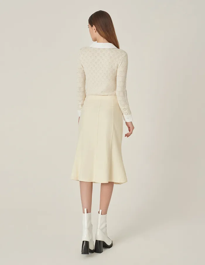 MARYLING Knitwear ShirtCollar Patchwork Knitted Top Cream 8211 Women MARYLING Knitwear ShirtCollar Patchwork Knitted Top Cream 8211 Women