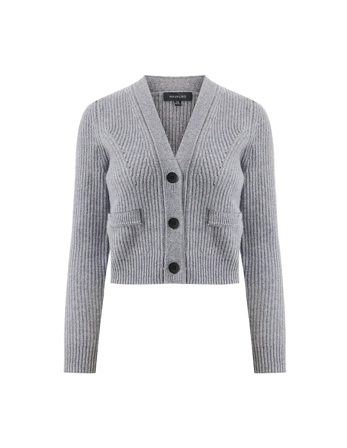 MARYLING Knitwear Smoke Grey Vneck Woolen Short Cardigan Grey 8211 Women MARYLING Knitwear Smoke Grey Vneck Woolen Short Cardigan Grey 8211 Women