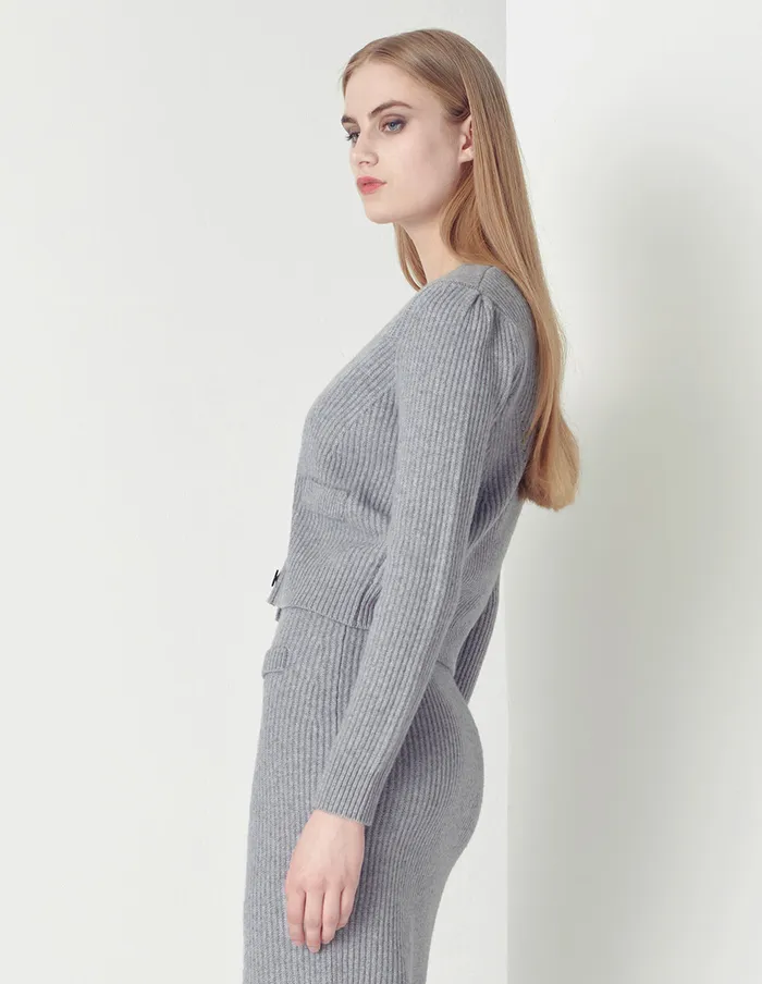 MARYLING Knitwear Smoke Grey Vneck Woolen Short Cardigan Grey 8211 Women MARYLING Knitwear Smoke Grey Vneck Woolen Short Cardigan Grey 8211 Women