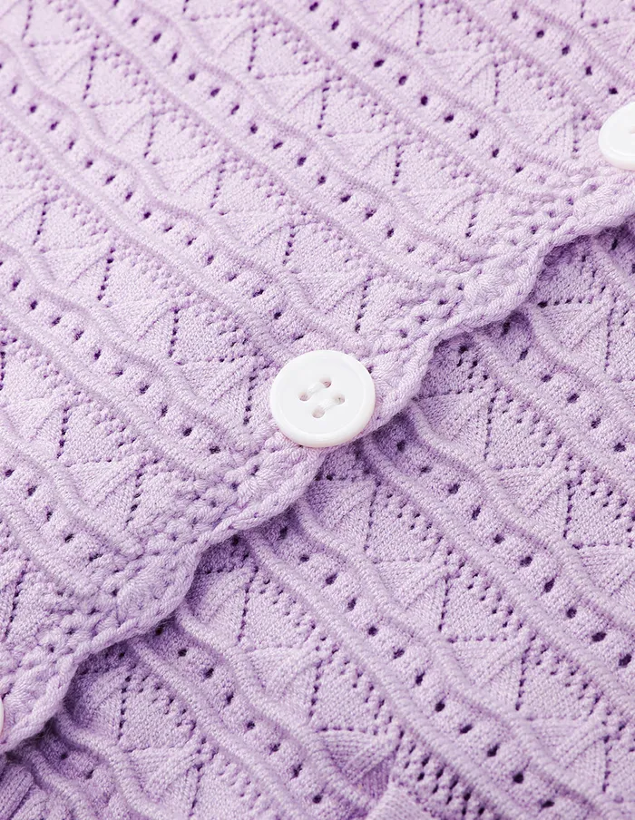 MARYLING Knitwear Taro Purple VNeck Hand Crochet Knitted Cardigan Purple 8211 Women