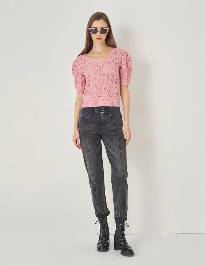 MARYLING Knitwear V Neck Hand Crochet Sweater Sakura 8211 Women