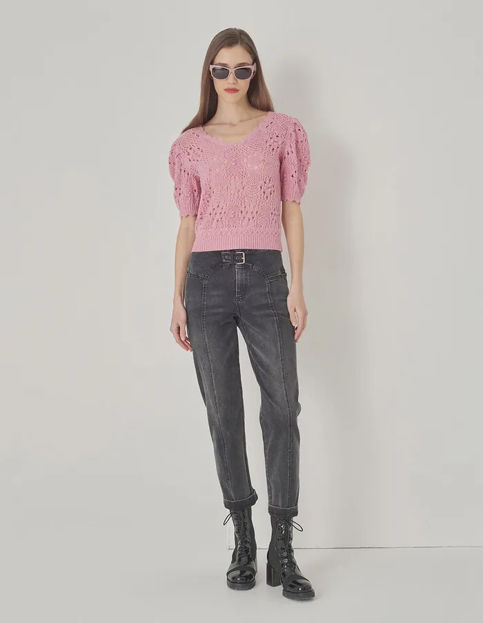 MARYLING Knitwear V Neck Hand Crochet Sweater Sakura 8211 Women MARYLING Knitwear V Neck Hand Crochet Sweater Sakura 8211 Women