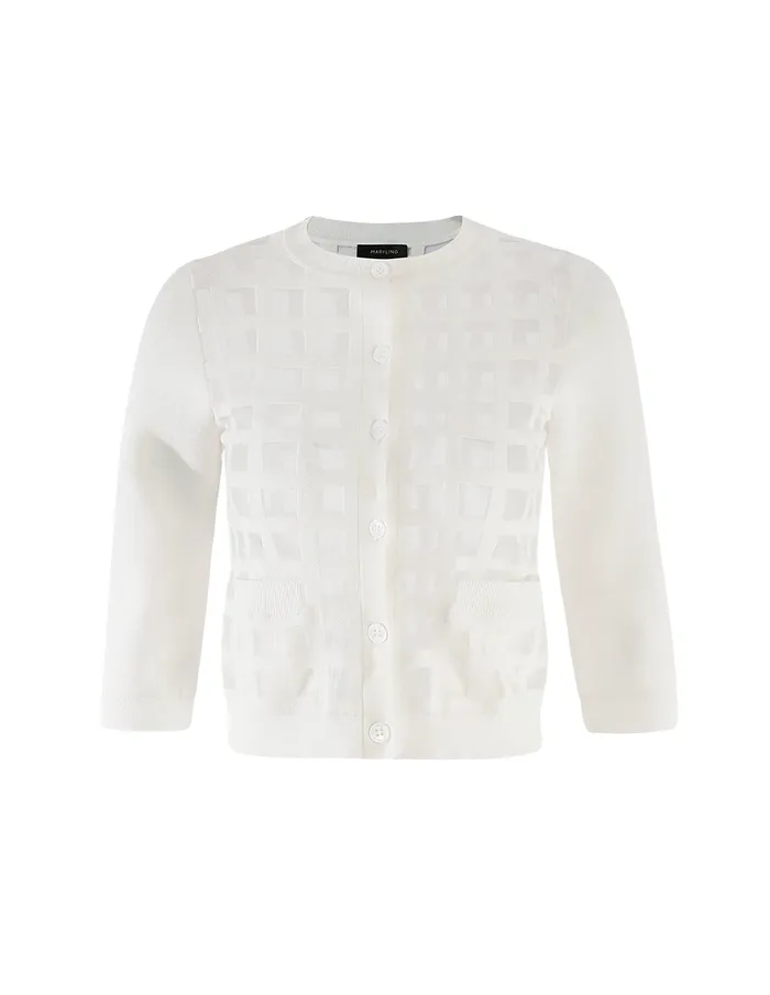 MARYLING Knitwear VNeck HighElastic CoreSpun Yarn Cardigan White 8211 Women MARYLING Knitwear VNeck HighElastic CoreSpun Yarn Cardigan White 8211 Women