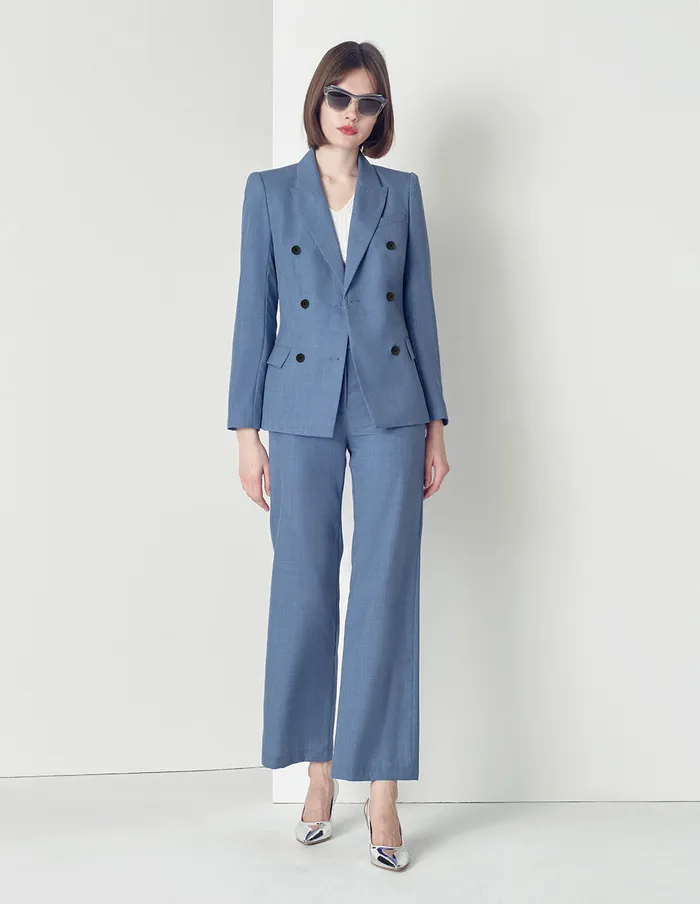 MARYLING Pants and Shorts ASYMMETRICAL WAISTBAND SUITING PANTS Blue 8211 Women MARYLING Pants and Shorts ASYMMETRICAL WAISTBAND SUITING PANTS Blue 8211 Women
