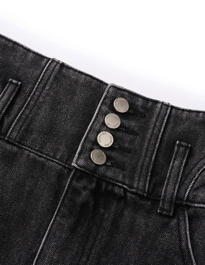 MARYLING Pants and Shorts Black High Waist Wide Leg Cuffed Jeans Black 8211 Women