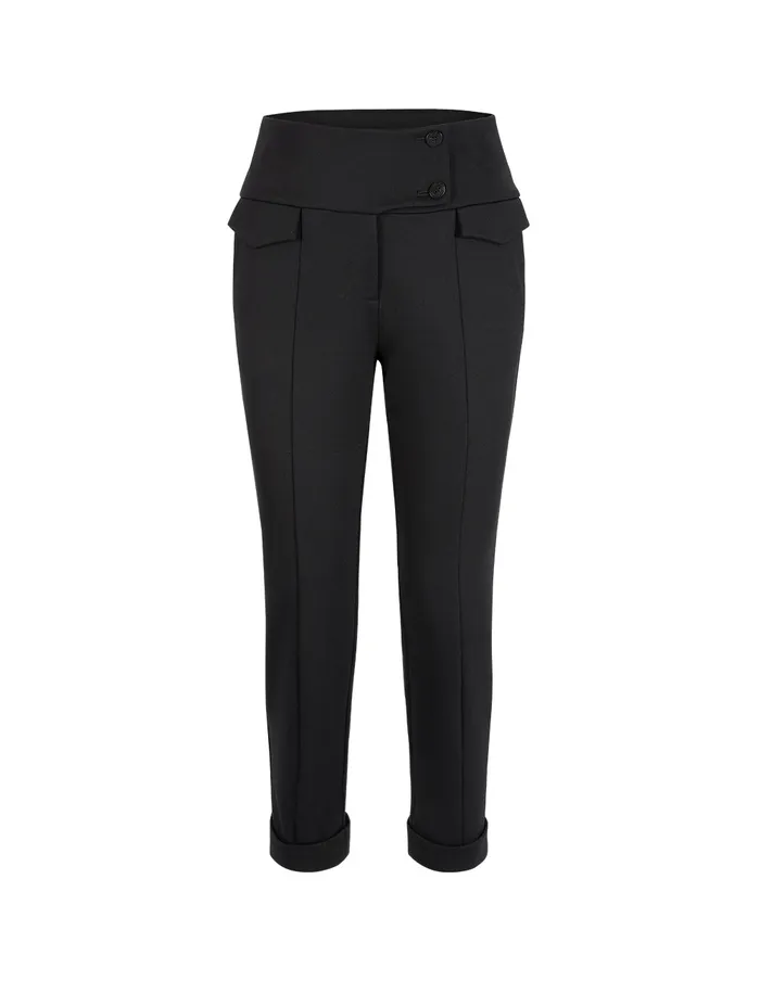 MARYLING Pants and Shorts Black WideWaisted Decorative Slim Fit Stretch Pants Black 8211 Women MARYLING Pants and Shorts Black WideWaisted Decorative Slim Fit Stretch Pants Black 8211 Women