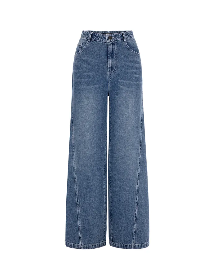 MARYLING Pants and Shorts Denim Blue Loose Fit Denim Trousers Blue 8211 Women MARYLING Pants and Shorts Denim Blue Loose Fit Denim Trousers Blue 8211 Women