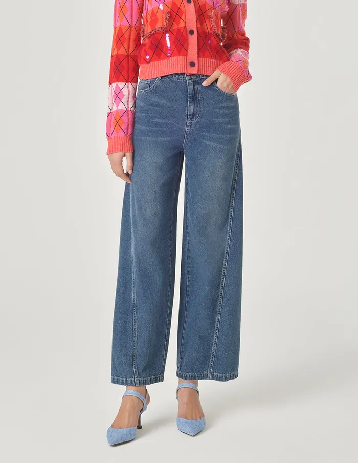 MARYLING Pants and Shorts Denim Blue Loose Fit Denim Trousers Blue 8211 Women MARYLING Pants and Shorts Denim Blue Loose Fit Denim Trousers Blue 8211 Women