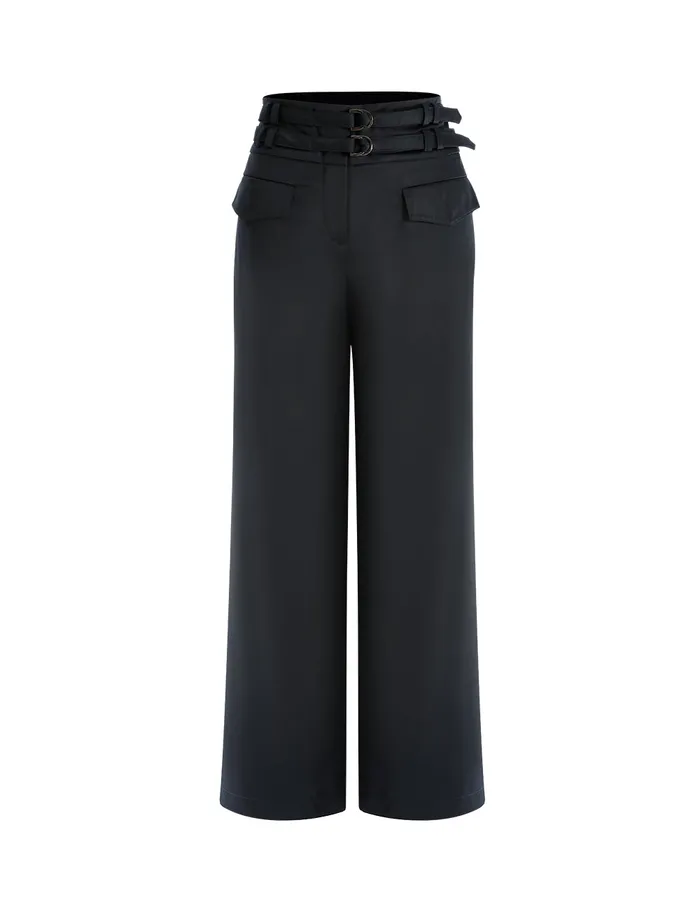 MARYLING Pants and Shorts ROOMY FIT STRAIGHT LEG SUIT TROUSERS Blue 8211 Women