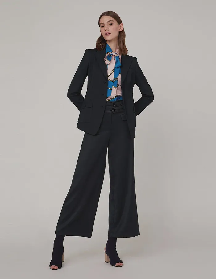 MARYLING Pants and Shorts ROOMY FIT STRAIGHT LEG SUIT TROUSERS Blue 8211 Women
