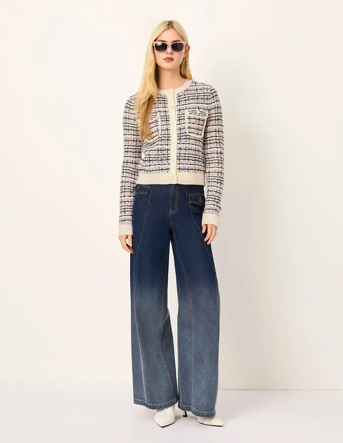 MARYLING Pants and Shorts Straight WideLeg Dark Blue Gradient Washed Denim Pants Denim 8211 Women MARYLING Pants and Shorts Straight WideLeg Dark Blue Gradient Washed Denim Pants Denim 8211 Women