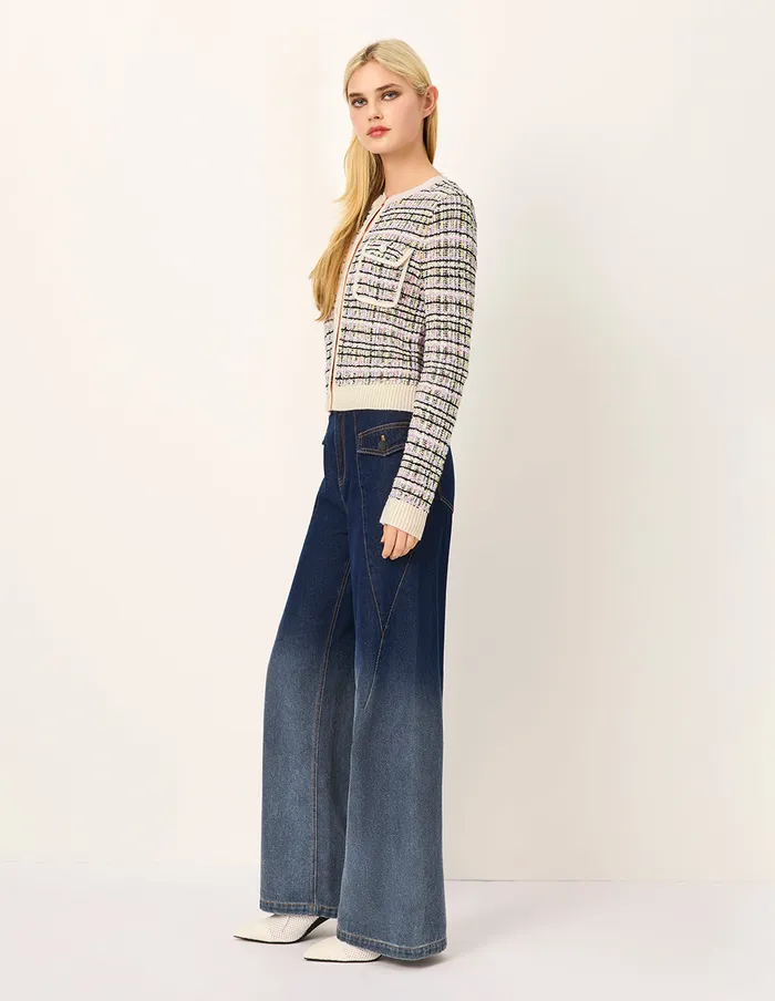 MARYLING Pants and Shorts Straight WideLeg Dark Blue Gradient Washed Denim Pants Denim 8211 Women MARYLING Pants and Shorts Straight WideLeg Dark Blue Gradient Washed Denim Pants Denim 8211 Women
