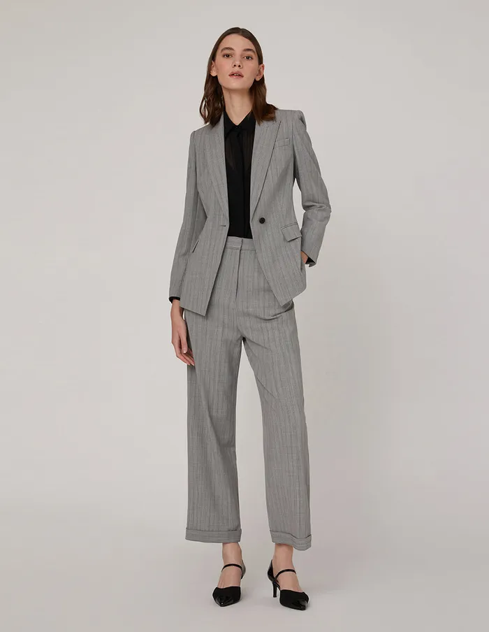 MARYLING Pants and Shorts STRIPE CROP LEG SUIT TROUSERS Mix 8211 Women