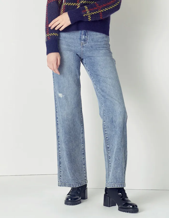 MARYLING Pants and Shorts Versatile Blue Washed Straight Jeans Blue 8211 Women