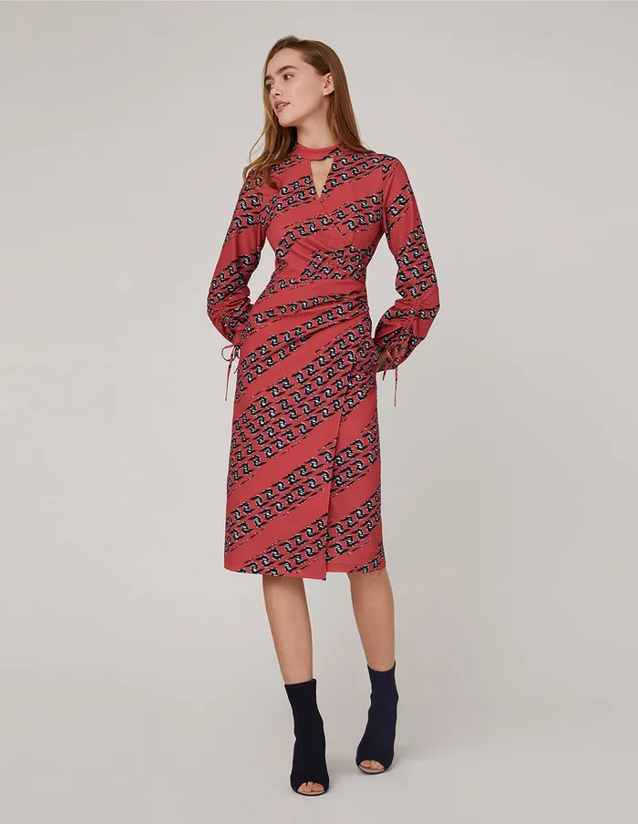 MARYLING Printed Dress CHAIN PRINT DRAWSTRING DRESS Red 8211 Women