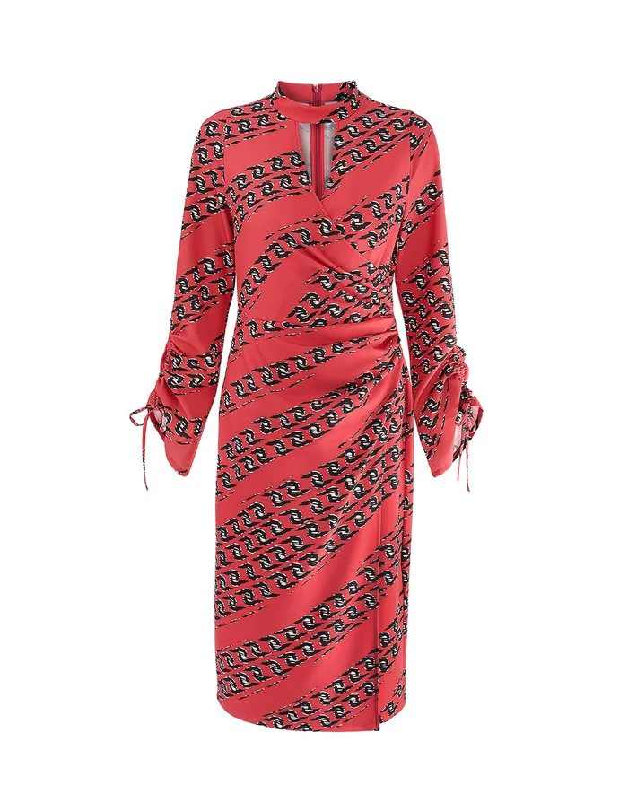 MARYLING Printed Dress CHAIN PRINT DRAWSTRING DRESS Red 8211 Women
