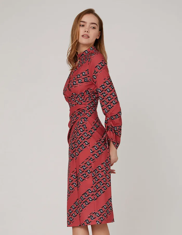 MARYLING Printed Dress CHAIN PRINT DRAWSTRING DRESS Red 8211 Women