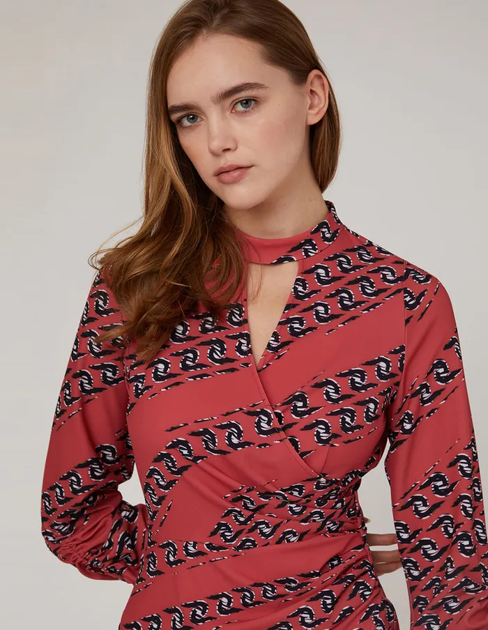 MARYLING Printed Dress CHAIN PRINT DRAWSTRING DRESS Red 8211 Women