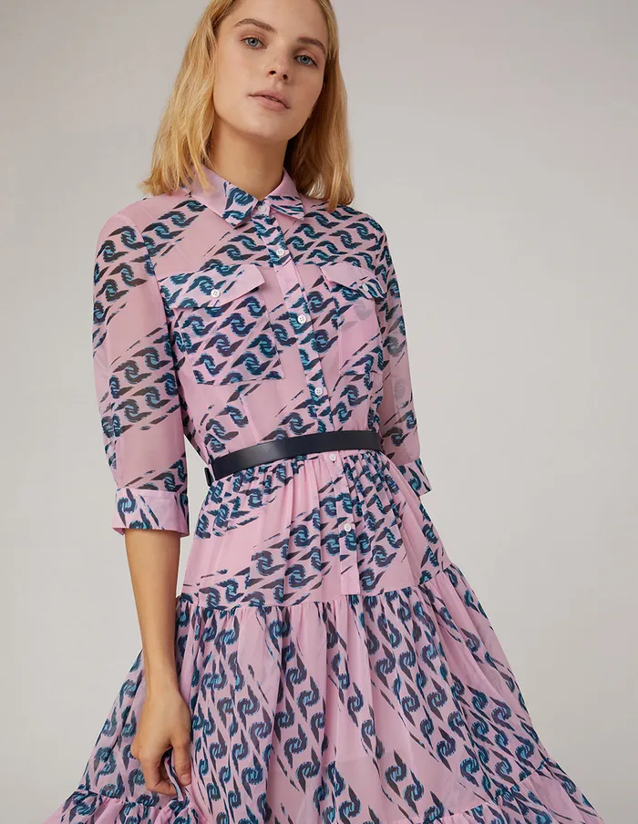MARYLING Printed Dress CHAINPRINT PINK GEORGETTE SHIRT DRESS Mix 8211 Women MARYLING Printed Dress CHAINPRINT PINK GEORGETTE SHIRT DRESS Mix 8211 Women