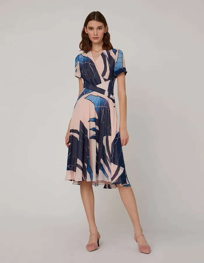 MARYLING Printed Dress Crosssplit Waist Wavy Dress Mix 8211 Women